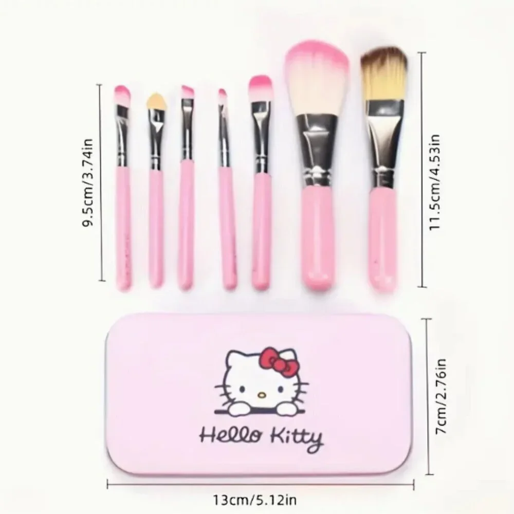 Hello Kitty 7 Piece Makeup Brushes With Bonus Storage Tin NWT